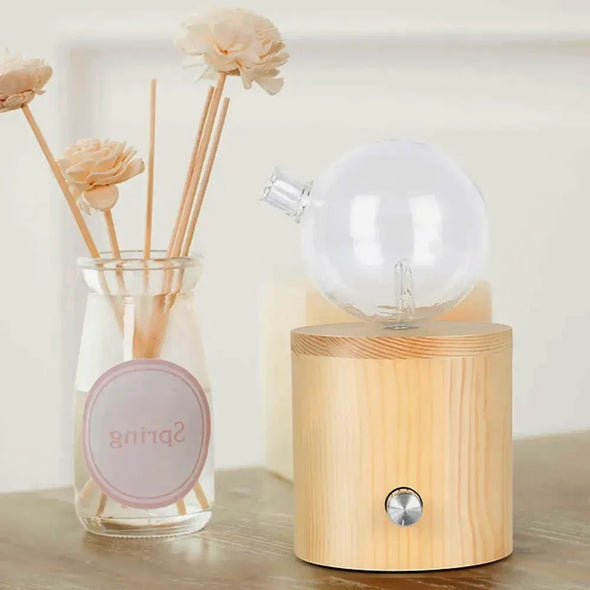 20ML Oil Diffuser Higher Atomizing and Diffusing Efficiency Bamboo Base Glass Nebulizing Essential Aromatherapy Scent for Home