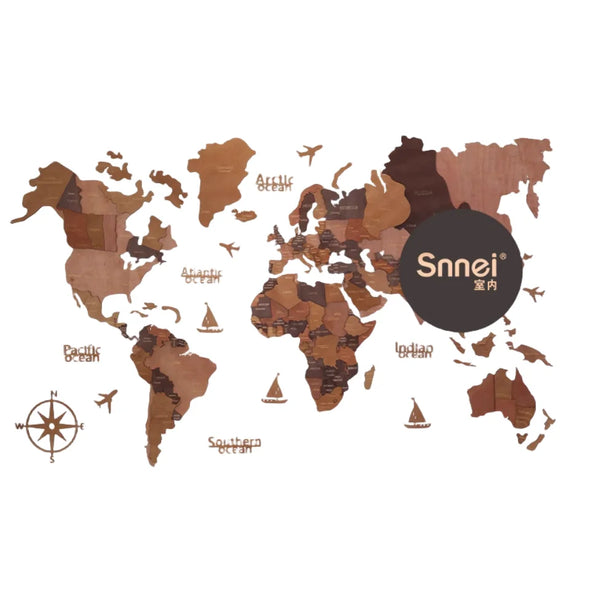 3D Solid Wood Splicing World Map Wall Decoration, Three-Dimensional Crafts, Living Room Background, Office Pendant