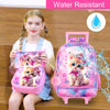 3PCS Rolling Backpack for Girls, Kids Roller Wheels Bookbag, Wheeled Elementary School Bag with Lunch Bag - Cat