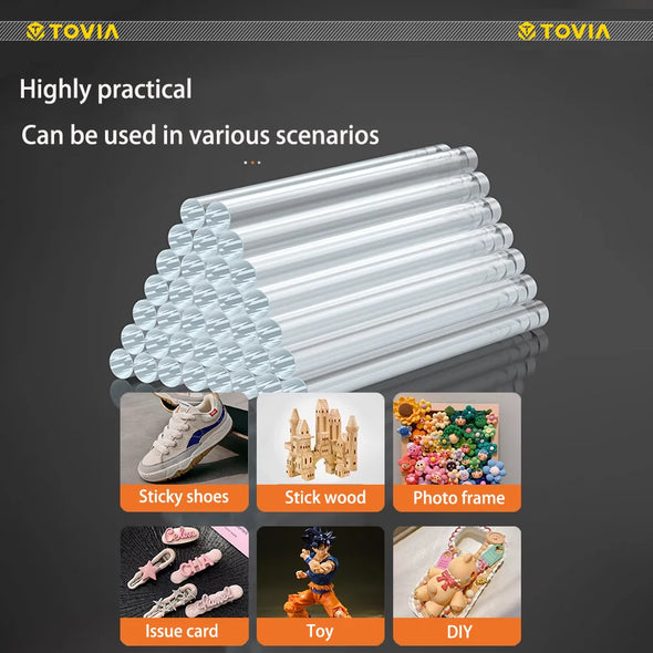 T TOVIA 7mm*100mm translucent hot melt glue stick EVA material suitable for DIY, gluing photo albums/wood, etc. 60PCS/120PCS