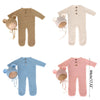 2Pcs Photography Props for Baby Boy Girls Unisex Jumpsuit Bear Ear Hat Footed Romper Newborn Photoshooting Accessories W3JF