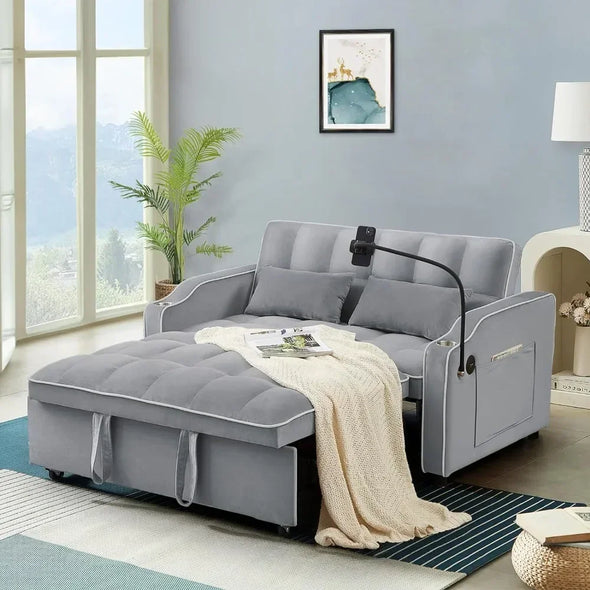 3 in 1 sofa bed is compatible, Living Room Sofas with two different port devices, features a premium velvet, Living Room Sofa