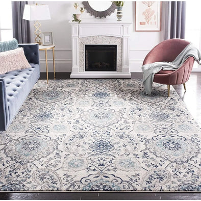 Madison Collection Area Rug - 8' x 10', Cream & Light Grey, Boho Chic Glam Paisley Design, Non-Shedding & Easy Care