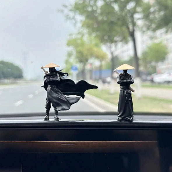 Car Dashboard Knight-errant Figure Sculpture Waterproof Swordsman Dollhouse Statue Office Desk Home Decoration