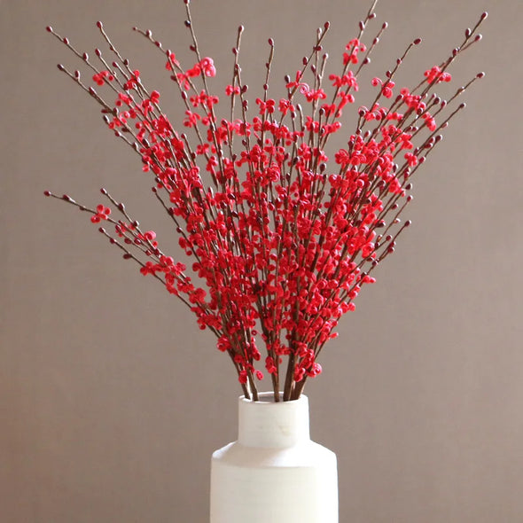 5Pcs 12heads 75CM Long Artificial Flower Winter Jasmine Folk Pip Berry for Wedding Home Party Hotel Table Vase Christmas Decor