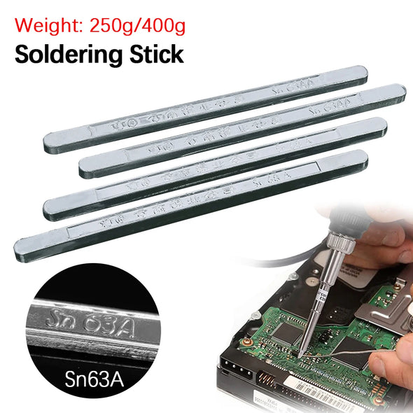 250g/400g High Purity Tin Solder Rod Pure Tin bar No Lead Soldering 63/47 Low Melting Point Antioxidant Sn Welders Welding Wire