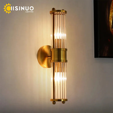 Modern Gold Plated Metal Wall Lamp Clear Crystal Bedside Light Scone E14 Home Decora for Bedroom Living Room Background Lighting