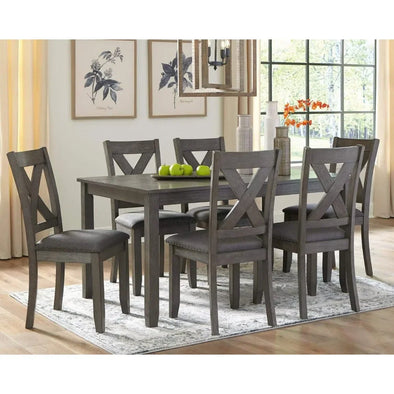 Dining Table Sets for 7, 7 Piece Kitchen Table and Chairs Set Gray, Wood Modern Dining Room Sets for Kitchen and Living Room