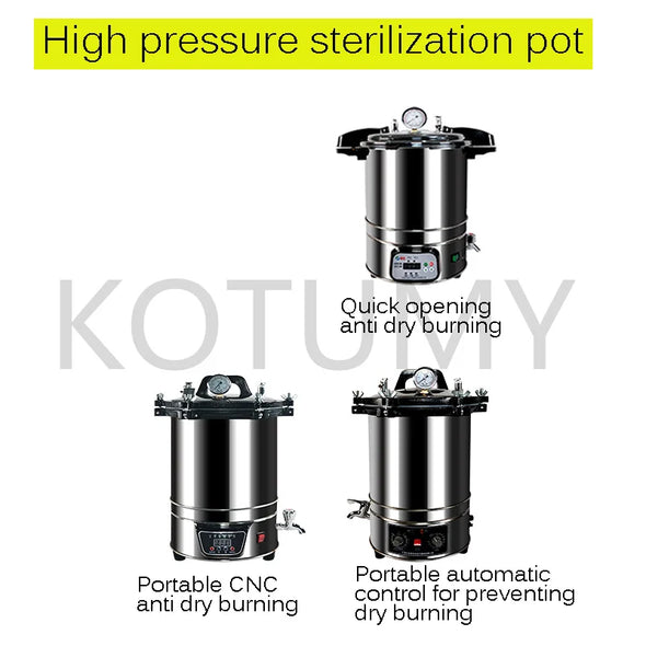 12L/18L/25L Portable Pot Sterilization Autoclave LCD Automatic High Temperature Pressure Steam Sterilizer Pots Surgical Medical