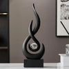 Abstract Statue Sculpture Decorations: Modern Black Sculptures for Home Decor Resin Art Flame with Glass Ball Figurines