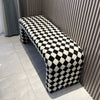 Nordic Minimalist Shoe Changing Bench Sofa Stool Living Room Furniture Sofa Chair Creative Black and White Checkerboard Chair