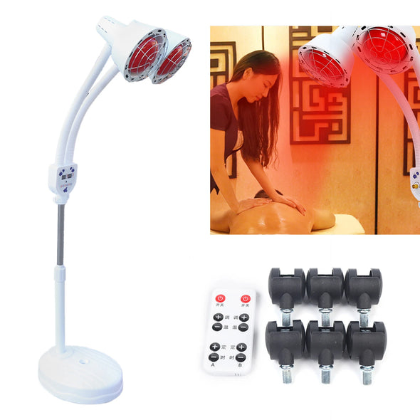 Beauty Timer Light Health Care Light 2Head Floor Stand Infrared Heat Physical Therapy Lamp Medical Heating Lamps Therapeutic