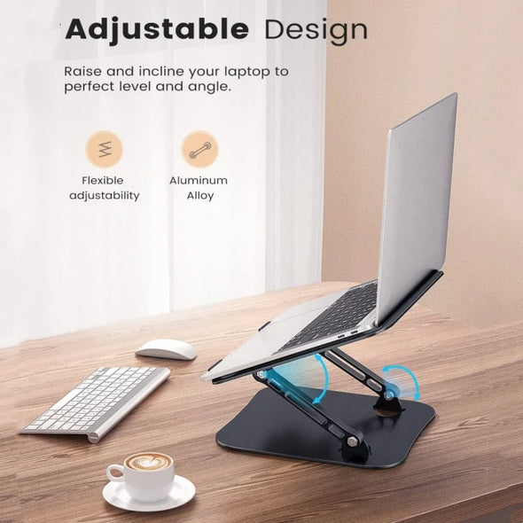 WELTIG Adjustable Aluminum Laptop & Tablet Riser & Stand - Portable & Foldable