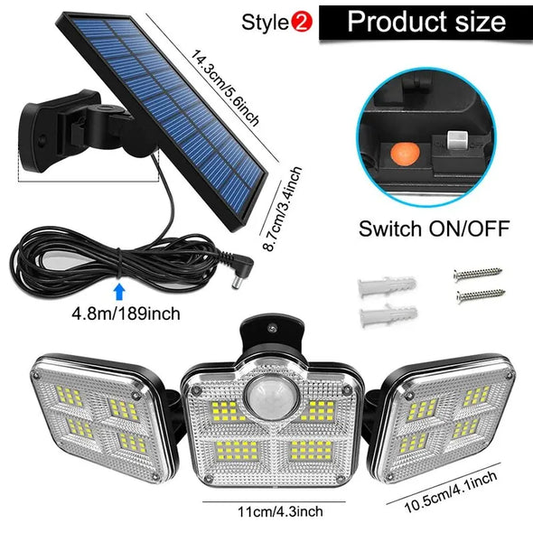 Solar Outdoor Light 122/333 LED Solar Security Flood Light with 3 Modes Adjustable Lighting Street Light for Garage Garden Patio