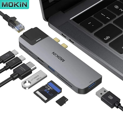 MOKiN USB C HUB Type-C to HDMI Gigabit Ethernet PD SD TF Card Thunderbolt 3 Adapter for MacBook Pro Air USB 3.0 Docking Station