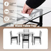 Kitchen dining table and chairs 5-piece set, classic dining table set, glass top table and 4 rectangular chairs with metal legs