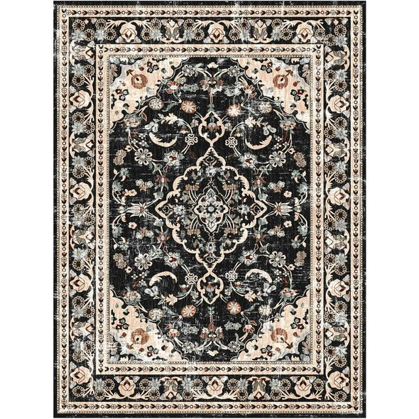 Black and Brown Area Rugs Boho Washable Modern Large Carpet 8×10 High Traffic Rugs for Dinning Room Living Farmhouse Non Slip