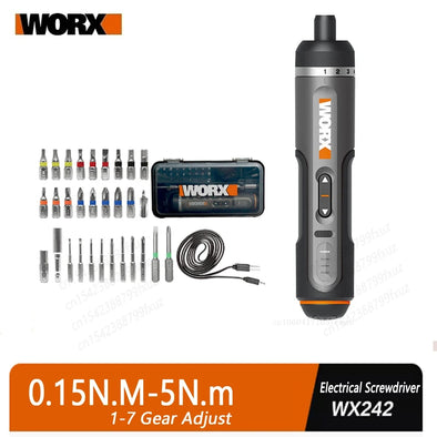 WORX  WX242 4V Electrical Screwdriver Set Smart Cordless Electric Screwdrivers USB Rechargeable 30 Bit Set Mini Drill Power Tool