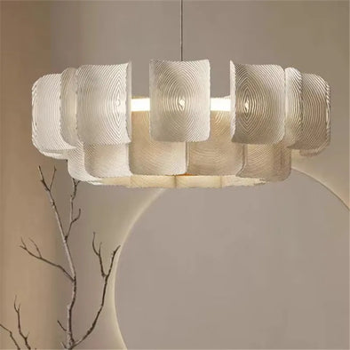 Wabi Sabi Led large Chandelier Bedroom Minimalist white Acrylic lamp Dining Living Room  Hotel Lobby Hanging Lamp Fixture