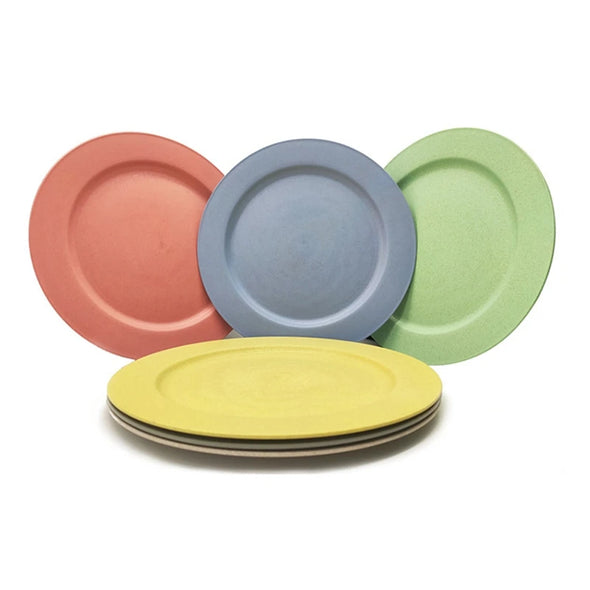 12 Pcs 10 Inch Lightweight Wheat Straw Plates Dinner Plates,Plastic Plates Reusable,Dinnerware Sets