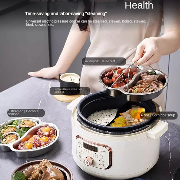 220V Home Electric Pressure Cooker 2 Flavor Multifunctional Rice Cooker Non-stick Multi Cooker & 2 Flavor Inner and Steamer