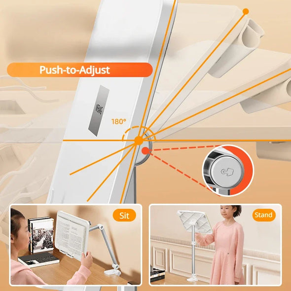 WELTIG Adjustable Book Stand with 360° Rotating Clamp