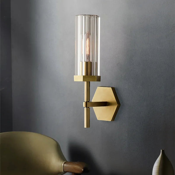 WELTIG Modern Luxury Wall Sconce: K9 Crystal & Gold Finish