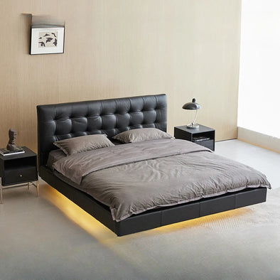 Genuine leather bed, home bedroom, master bedroom, high-end grand leather bed, modern and simple cowhide double suspended bed