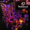 120 LED 39.37ft Orange Lights, Orange & Purple Halloween Lights, Purple Solar Halloween Lights 8 Modes, Outdoor Twinkle