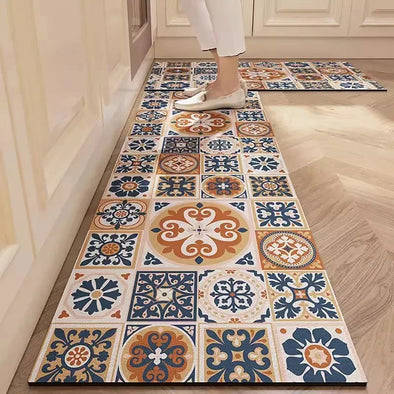 Kitchen Mat Absorbent Printed Kitchen Rugs Non-slip Area Mat Hallway Long Carpets for Living Room Bedroom Entrance Doormat Bath