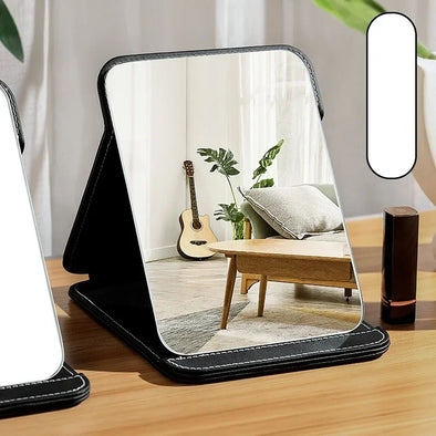 Fashion Mirror Makeup Mirror Household Desktop Vanity Mirror Portable High Definition PU Folding Beauty Mirror