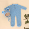 2Pcs Photography Props for Baby Boy Girls Unisex Jumpsuit Bear Ear Hat Footed Romper Newborn Photoshooting Accessories W3JF