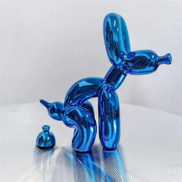 Cute Balloon Dog Puppy Poop Statue Resin Animal Sculpture Home Decor Resin Craft Office Decor