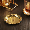 6pcs Golden Dining Plates Set Mini Cake Plates Vintage Serving Tray Rack Alloy Dessert Plate Placemat Snack Tray Dishes Rack Set