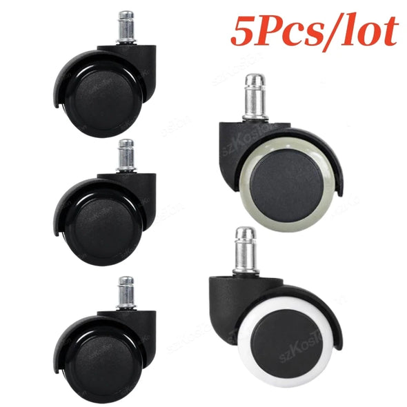 5 Pcs 2inch Universal Mute Office Chair Wheel Caster Heavy Duty Swivel Castor Replace Furniture Wheels Roller Rubber Brake DIY