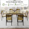 63" Kitchen Table Set with 6 Chairs, 7-Piece Extendable Dining Table Set for 4-6, Mid-Century Modern Dining Room Desk