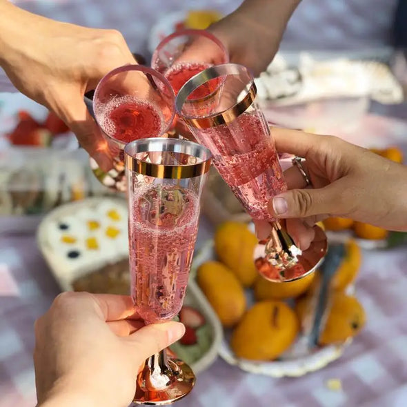 20PCS Luxurious High Quality Champagne Flutes Plastic Disposable Glasses Wine Glasses Toasting Wedding Party Cocktail Cup