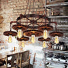 WELTIG Steampunk Industrial Bronze Chandelier - 7 Gear Pendant Light