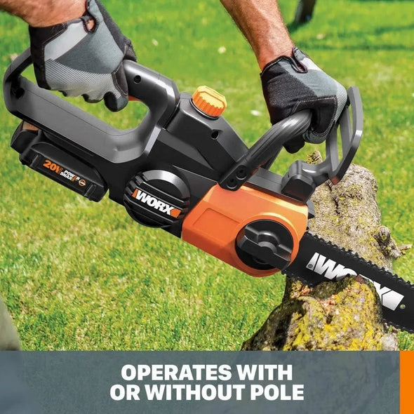 Worx WG323 20V Power Share 10" Cordless Pole/Chain Saw with Auto-Tension (Battery & Charger Included)