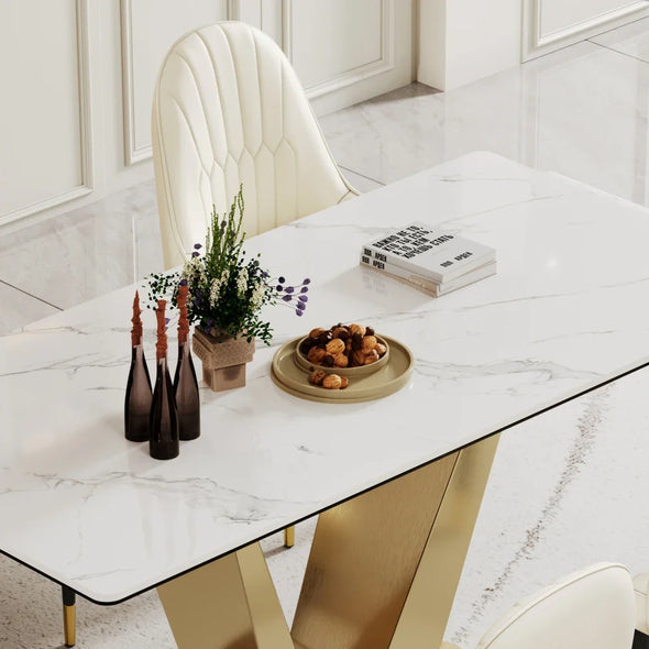 Solid Dining Table Ceramic Marble Luxury Boards Tables Dinning Terrace Chair Set Kitchen Furniture Casa Arredo Complete Chairs