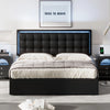 Queen Size Tufted Upholstered Platform Bed with Hydraulic Storage System, LED Lights, Black  82.70x66.50x45.30 in.