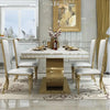 Modern Marble Top-Grade Dining Table And Chairs Combination Stainless Steel Crown Apartment Golden Carved Table Mesa Furniture