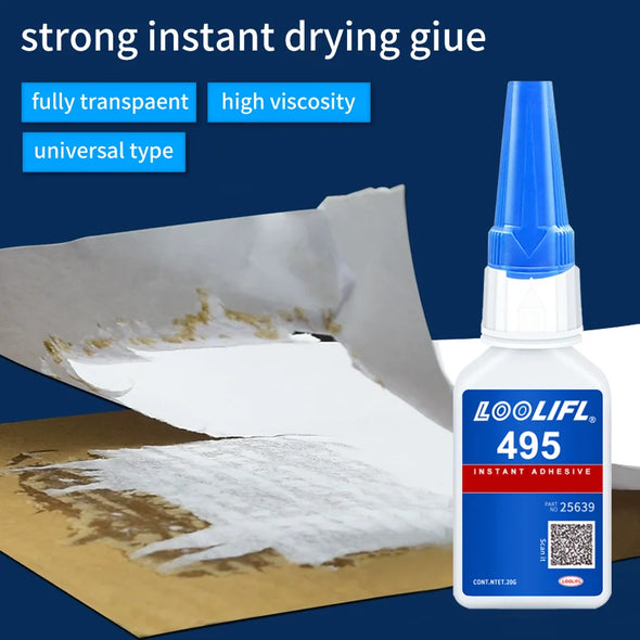 495 Instant Strong Super Glue Universal Superglue Mighty Instant Glue for Resin Ceramic Metal Glass Fast Dry