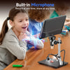 Hayve 10.1'' HDMI Digital Microscope 2000X Coin Microscope with 10 LEDs 20MP Soldering Microscope Compatible with PC/TV（32GB)