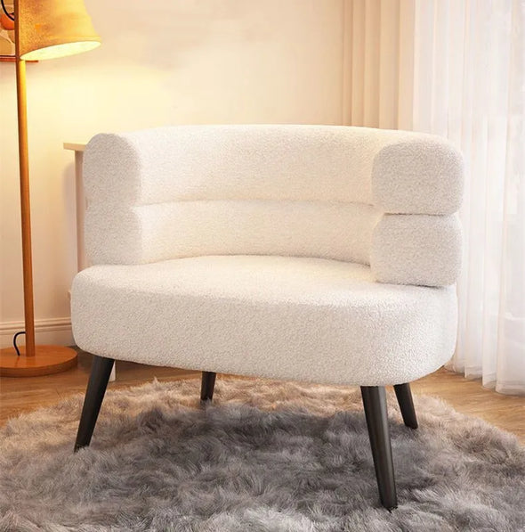 White Nordic Luxury Lamb Fleece Lazy Sofa Chair Living Room Single Casual Back Chair Bedroom Dresser Chair Balcony Coffee Chair