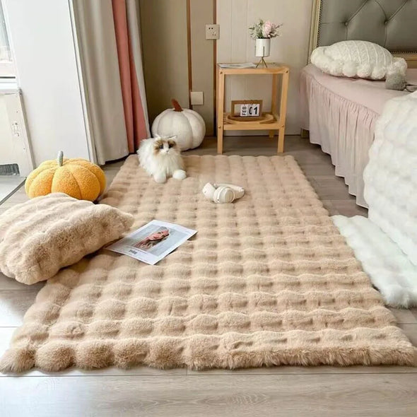 1Pc Bubble Plush Carpet For Home Decor Imitation Rabbit Hair Balcony Cushion Kids Living Room Faux Fur Rug Girl Bedroom Foot Mat