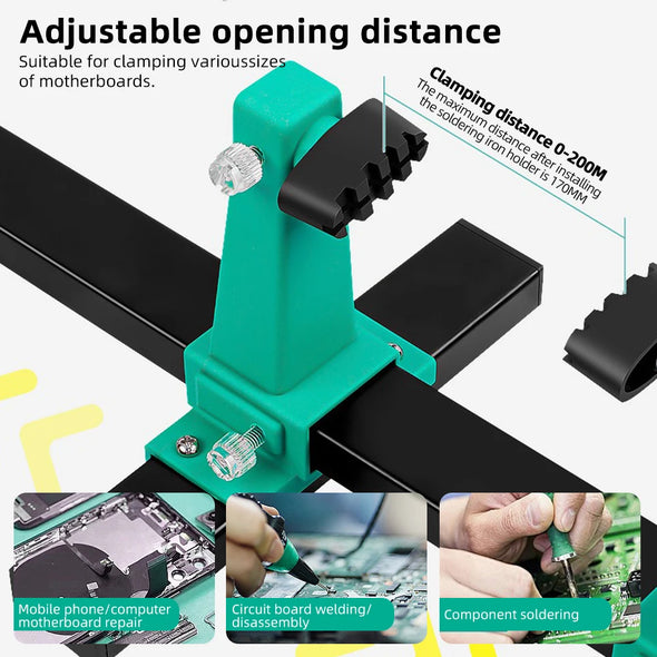 Circuit Board Holder Stable Adjustable PCB Welding Bracket Auxiliary Clamp Repair Tool Clamping Kit 360° Heavy Duty Base Plate