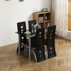 5-Piece Dining Table Set with 1 Glass Dining Table and 4 PVC Chairs Modern Dining Table Set for Kitchen & Breakfast