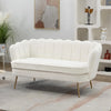 Sofa with 2 seats, Teddy Small Sofa with Gold Metal Legs, 59” Modern 2 Sater Sofa with Flower Backrest, Living Room Furniture