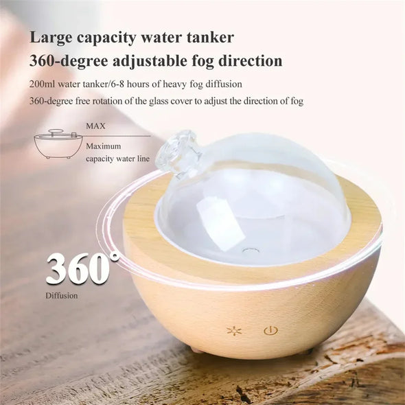 200ml Aroma Humidifier Diffuser Wood Air Purification Aromatherapy Essential Oil Atomizer Mist 7 Colors for Home Office Room